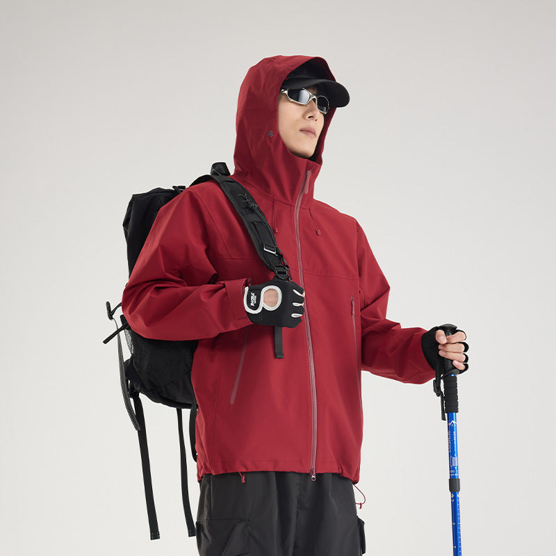 Damen Leichte technische Regenjacke im Oversize-Utility-Schnitt mit verstellbarer Kapuze Drune