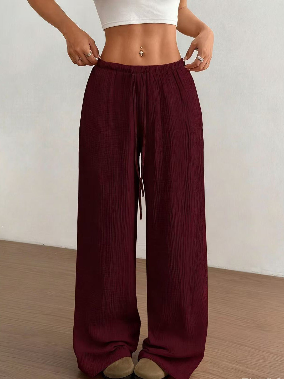 Damen weite, glänzende Palazzo-Hose Drune