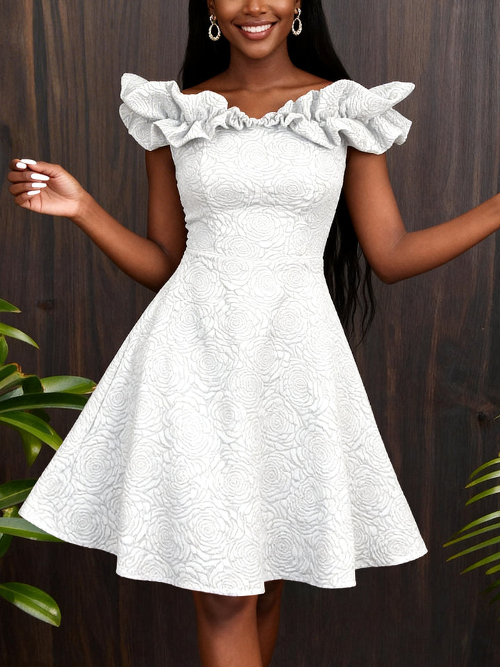Damen A-Linien Kleid mit Volantärmel Drune