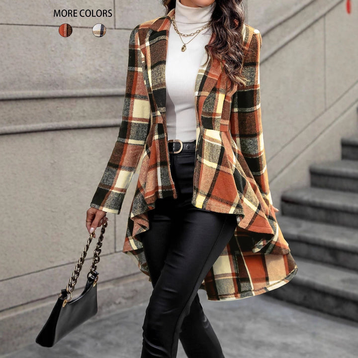 Drune | Frauen Karomuster Jacke Asymmetrisches Hemd