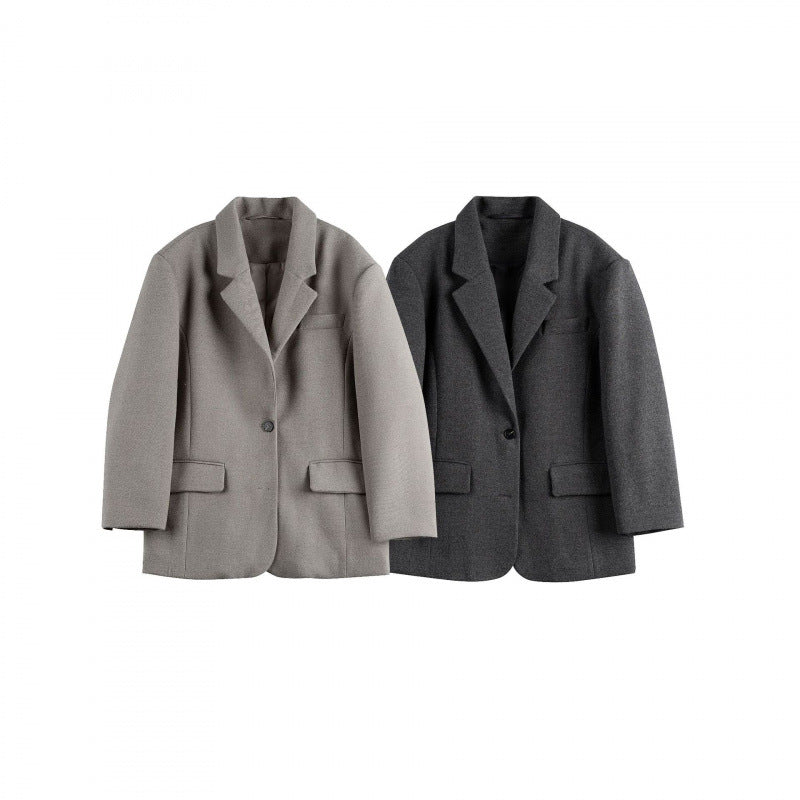 Damen Oversize-Blazer im Boxy-Cut mit Reverskragen und Pattentaschen Drune
