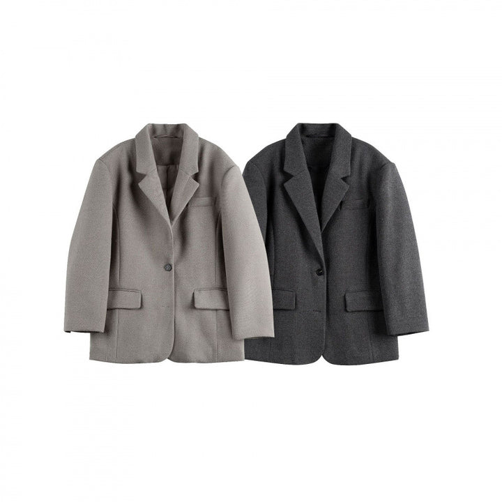 Damen Oversize-Blazer im Boxy-Cut mit Reverskragen und Pattentaschen Drune