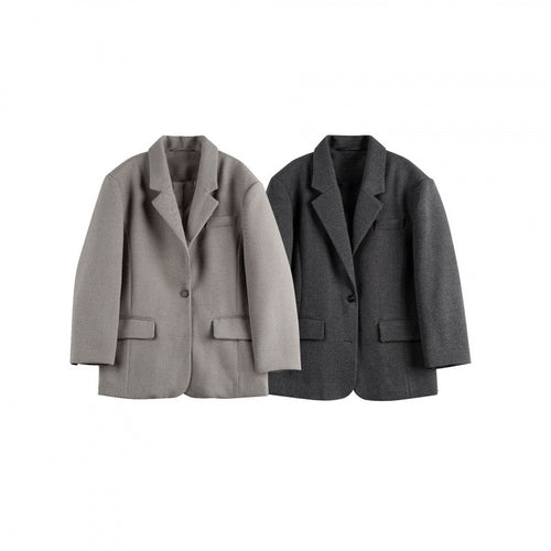 Damen Oversize-Blazer im Boxy-Cut mit Reverskragen und Pattentaschen Drune