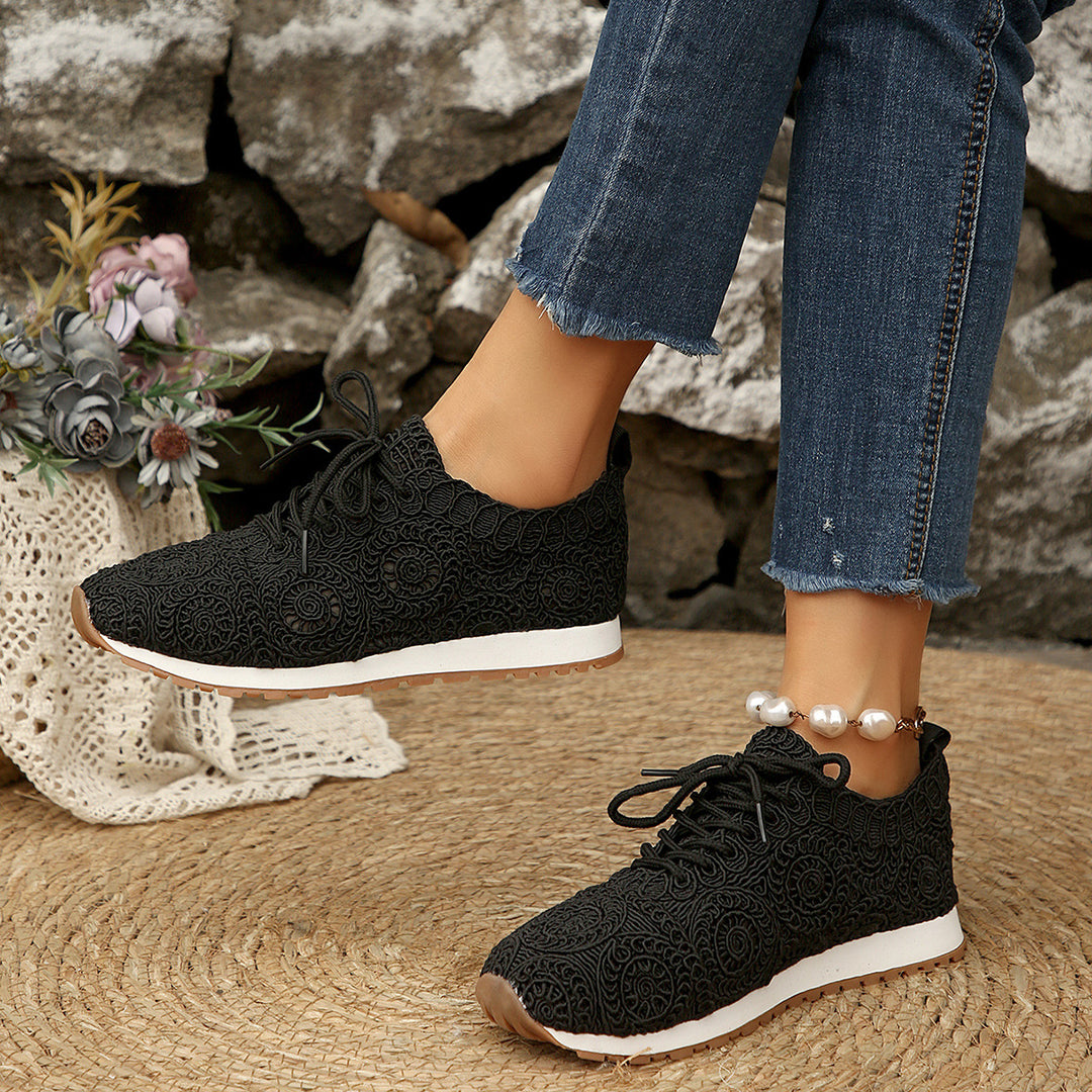 Damen  gestrickte Slip-On Plateau-Sneaker mit atmungsaktivem Obermaterial und gepolstertem Komfortfußbett Drune