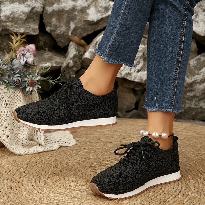 Damen  gestrickte Slip-On Plateau-Sneaker mit atmungsaktivem Obermaterial und gepolstertem Komfortfußbett Drune