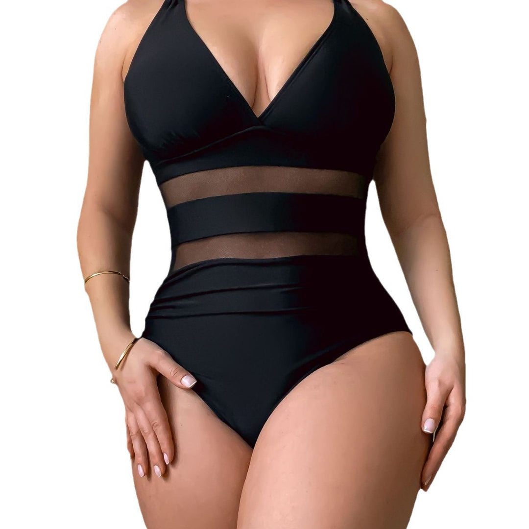 Damen Sportlicher Badeanzug mit transparenter Taille Drune