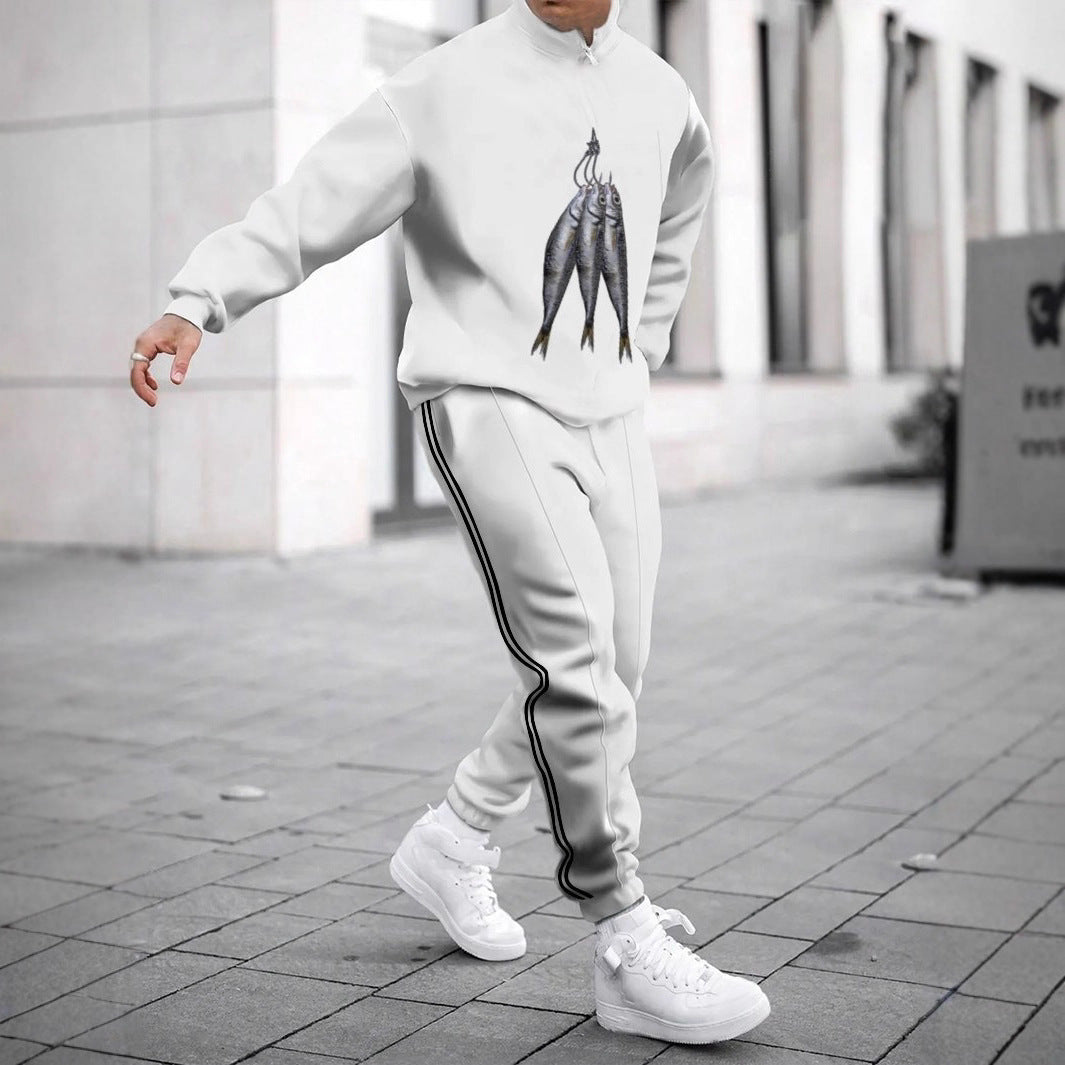 Herren Sportliches Sweatshirt mit modernem Zipper und grafischem Muster Drune