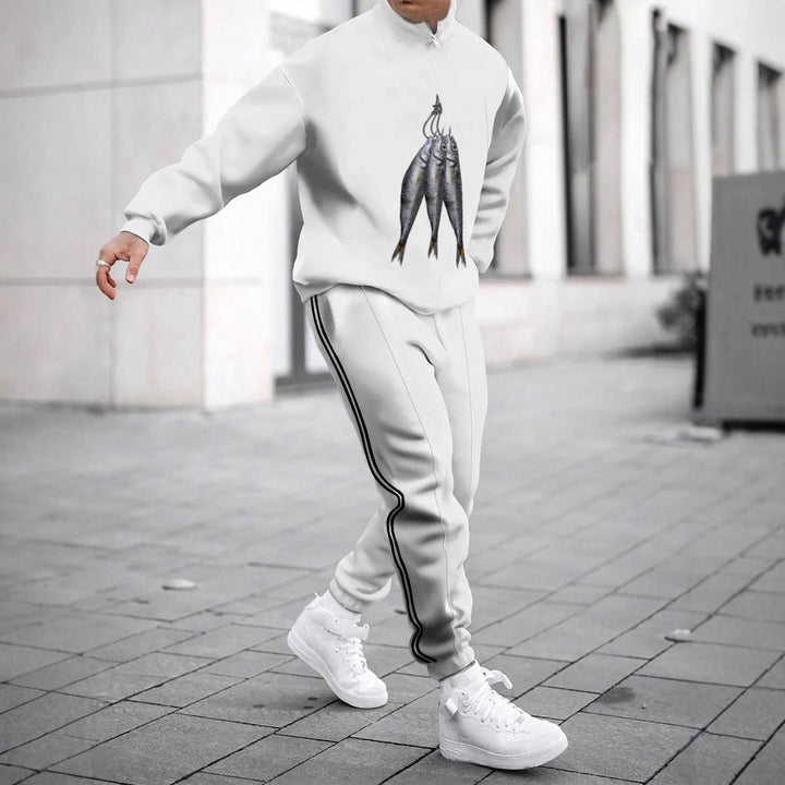 Herren Sportliches Sweatshirt mit modernem Zipper und grafischem Muster Drune