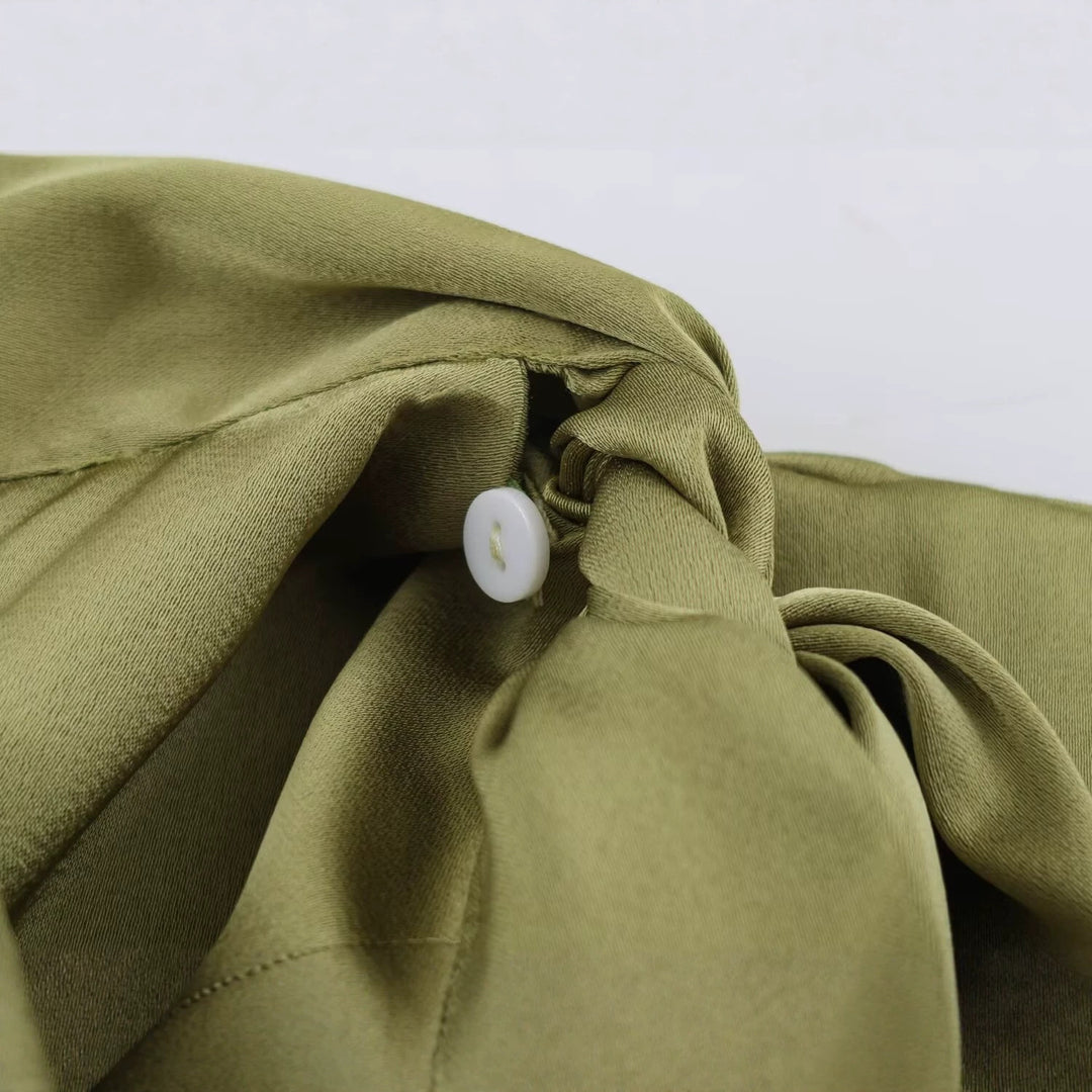 Damen Ärmellose Seidenoptik-Bluse mit Schleifenkragen und Spitzeneinsätzen Drune