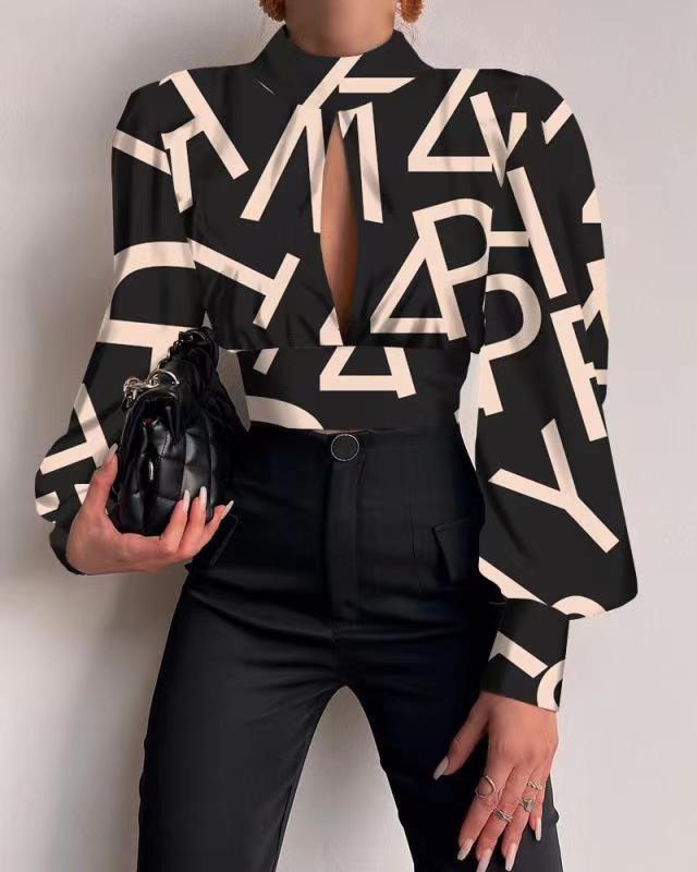 Damen modische Bluse mit grafischem Design Drune