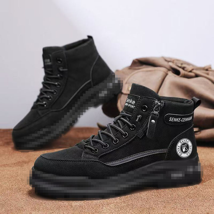 Herren knöchelhohe Sneaker-Boots aus Veloursleder mit Reißverschluss und profilierter Gummisohle Drune