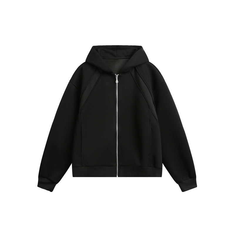 Unisex Leichte Oversize‑Kapuzen‑Sweatjacke mit durchgehendem Reißverschluss, Raglanärmeln und Eingrifftaschen Drune