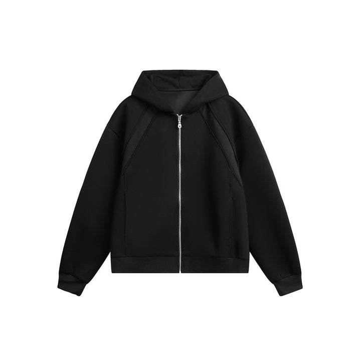 Unisex Leichte Oversize‑Kapuzen‑Sweatjacke mit durchgehendem Reißverschluss, Raglanärmeln und Eingrifftaschen Drune