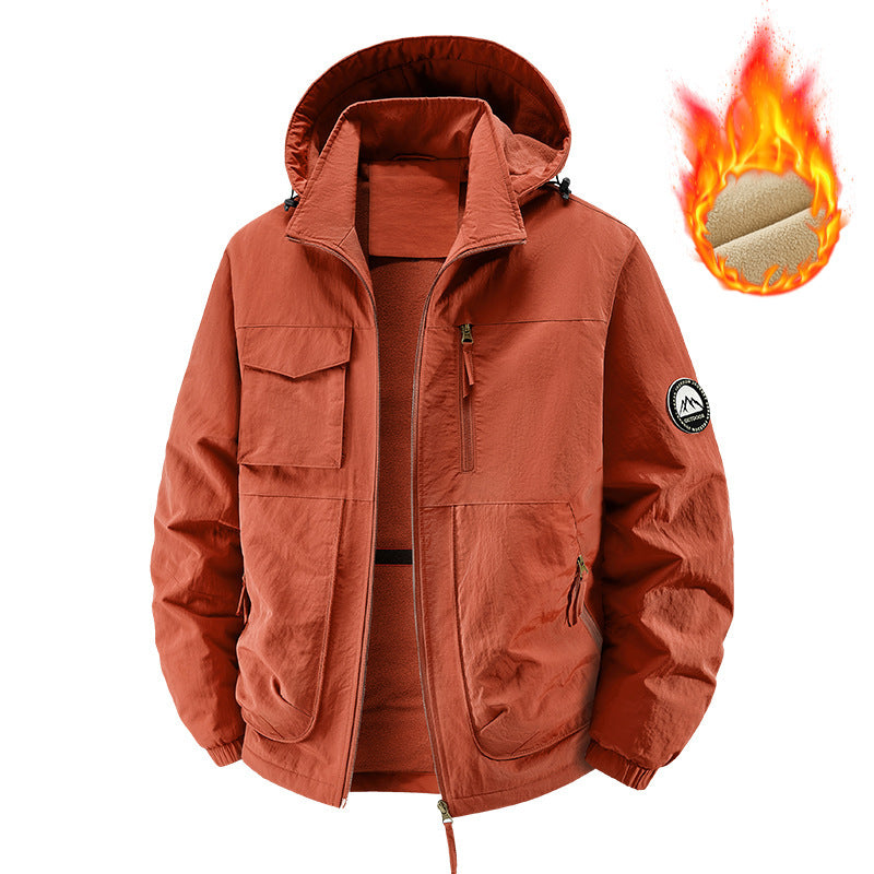 Herren Gefütterte Outdoorjacke mit Fleece-Innenfutter und multifunktionalen Utility-Taschen Drune