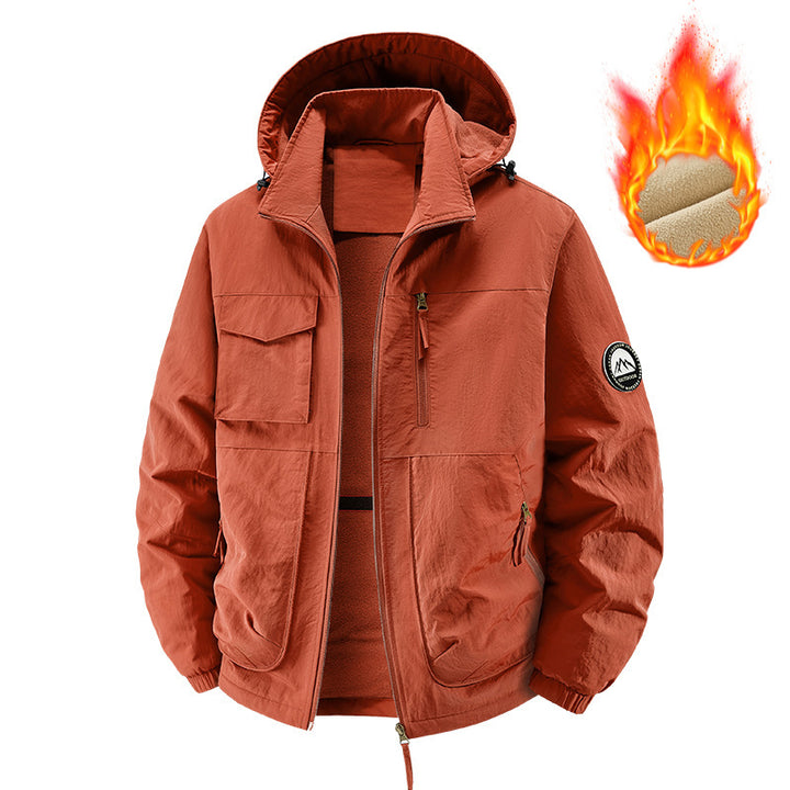 Herren Gefütterte Outdoorjacke mit Fleece-Innenfutter und multifunktionalen Utility-Taschen Drune