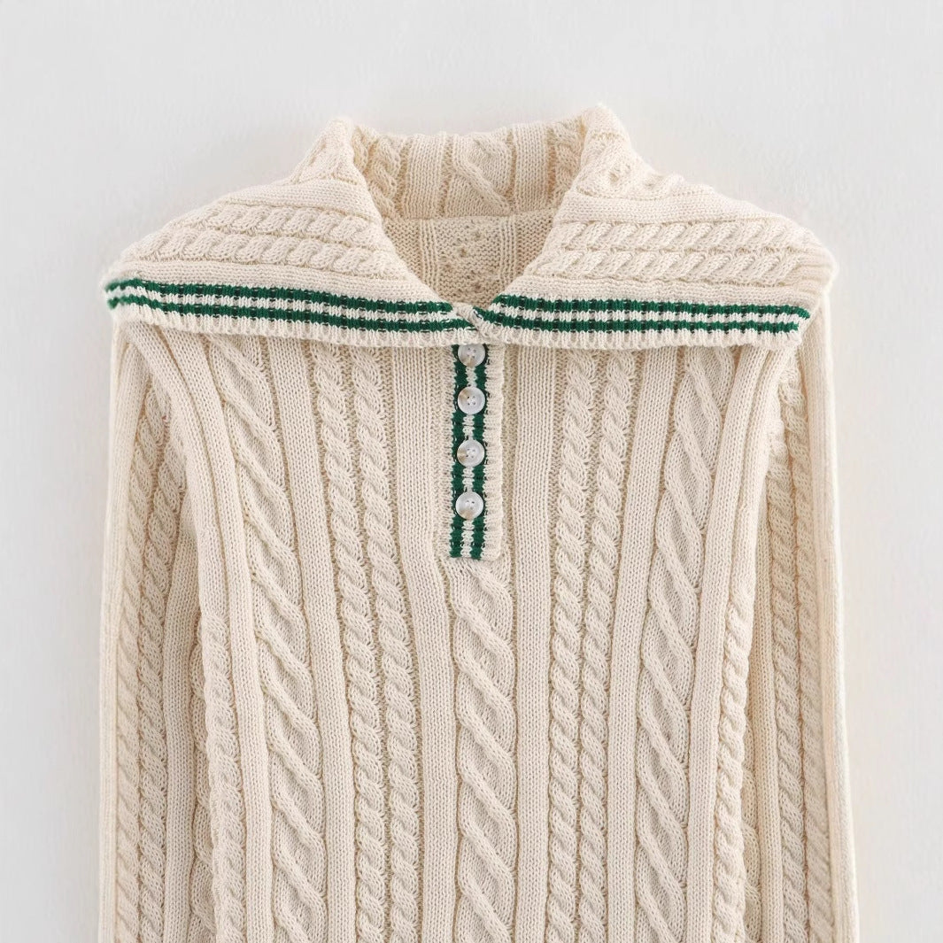 Damen Strickpullover mit klassischem Stehkragen und zeitlosem Zopfmuster Drune
