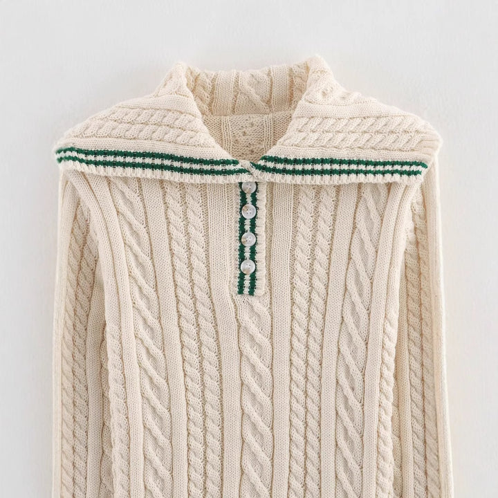 Damen Strickpullover mit klassischem Stehkragen und zeitlosem Zopfmuster Drune