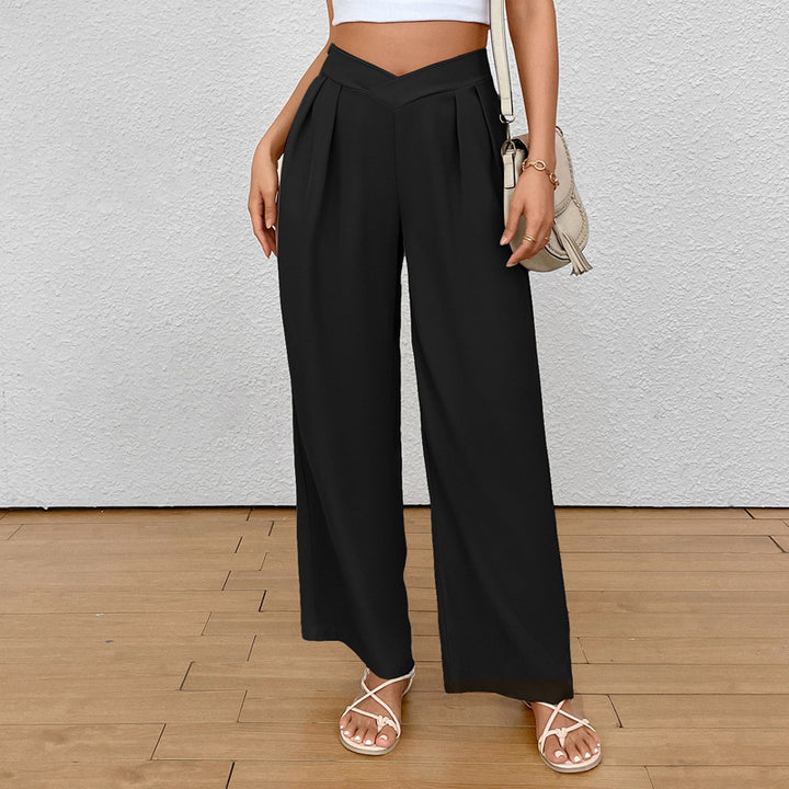 Damen Weit geschnittene Stoffhose mit eleganten Falten Drune