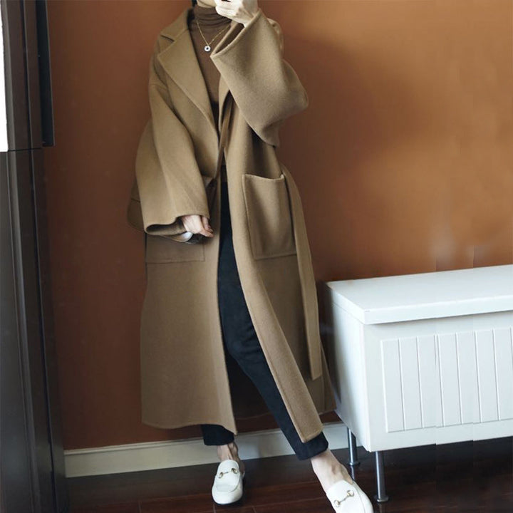 Damen Wollmix-Longcoat im Oversize-Schnitt mit großen aufgesetzten Taschen Drune