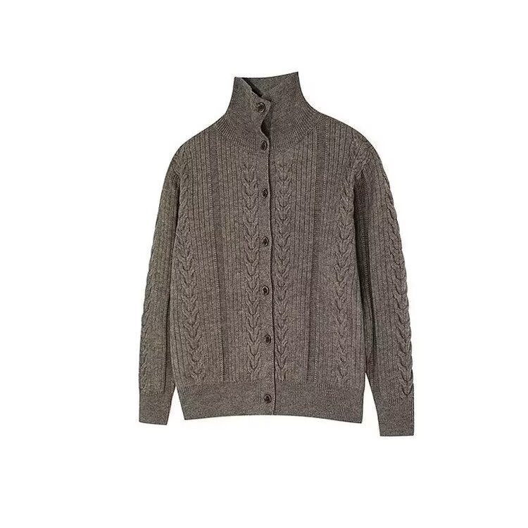 Herren Hochwertiger Strick-Cardigan mit Stehkragen Drune