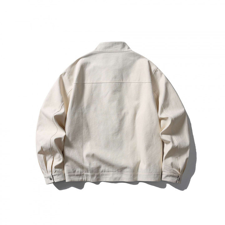 Herren leichte Baumwoll-Canvas Jacke mit Stehkragen und kariertem Innenfutter Drune