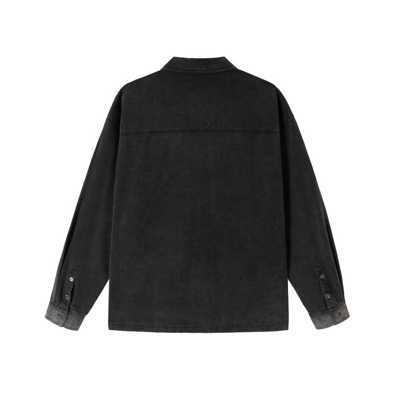 Herren Overshirt aus Denim mit aufgesetzten Pin-Patches und Used-Details Drune