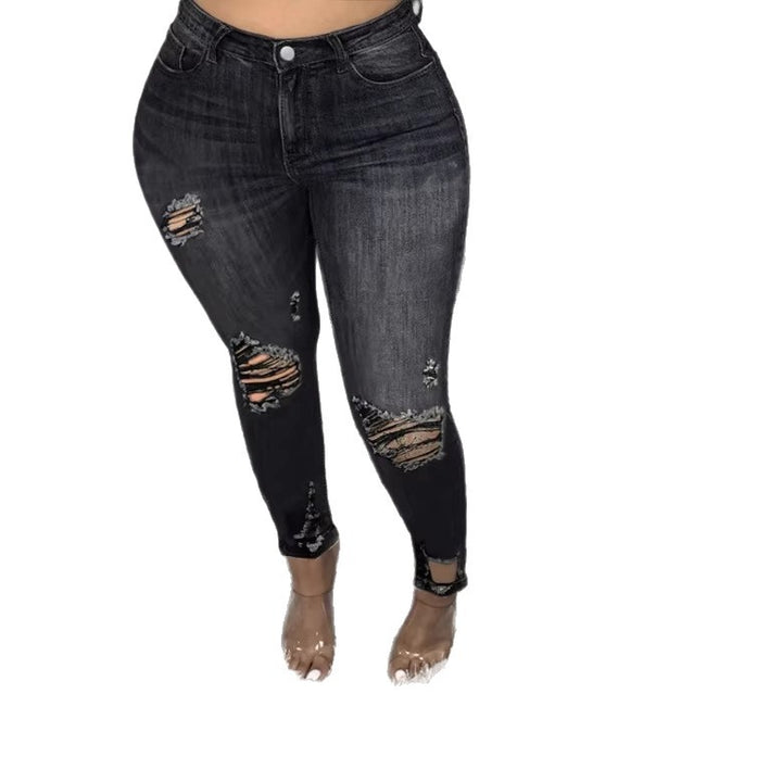 Damen Hochtaillierte figurformende Röhrenjeans mit asymmetrischen Rissen und knöchellangem Schnitt Drune