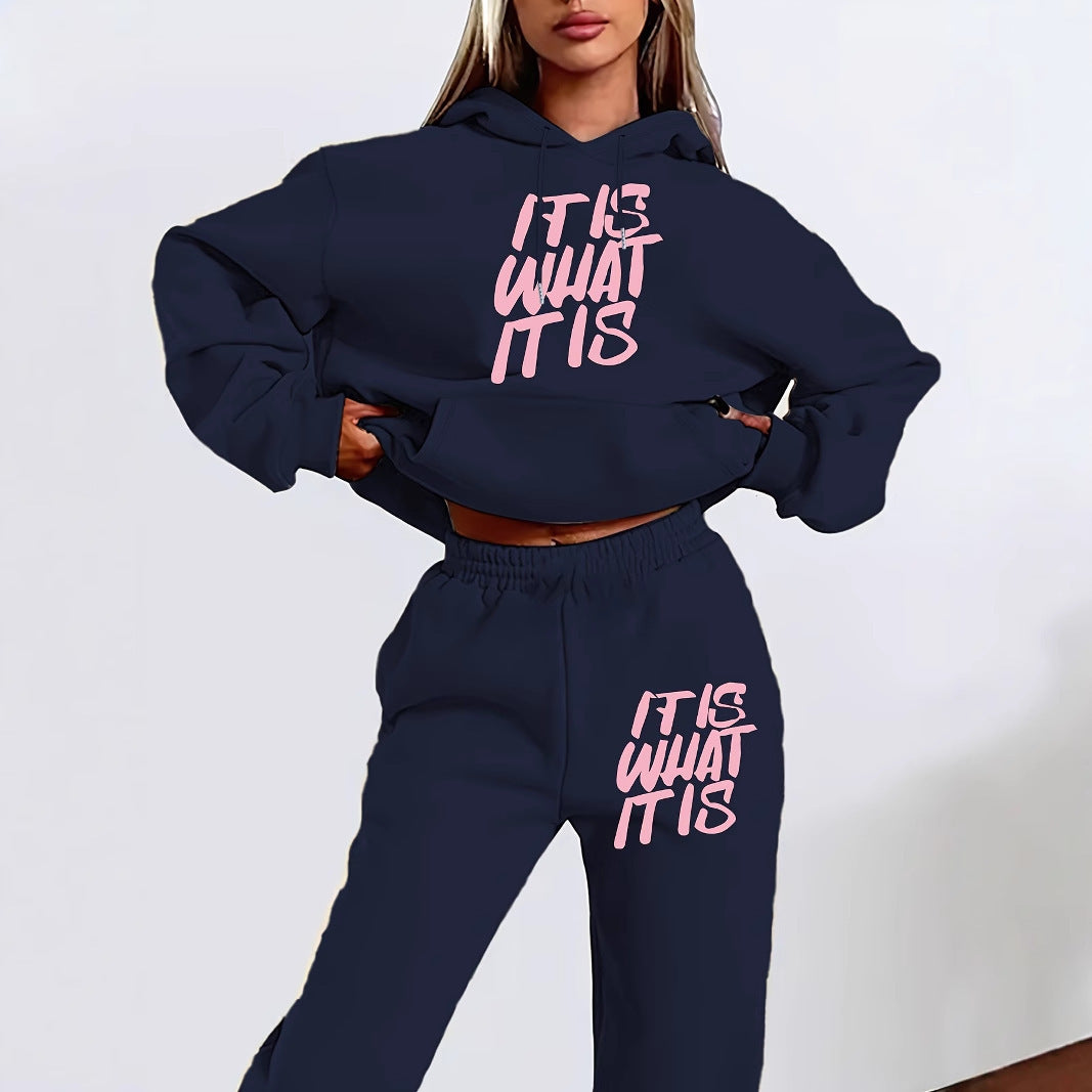 Damen Jogginganzug mit stylischem Statement-Print und lässigem Schnitt Drune