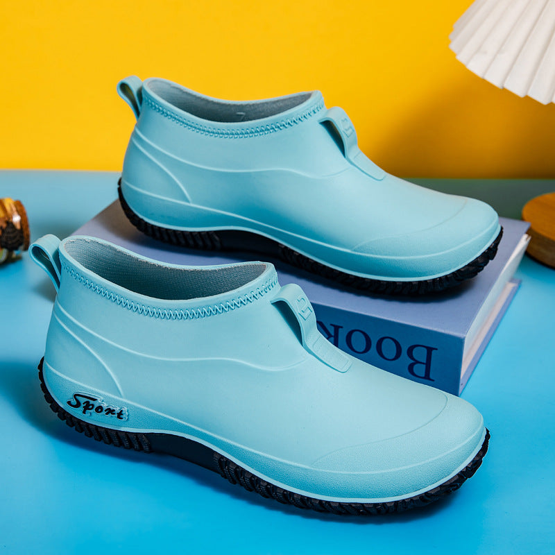 Damen Kurzschaftige wasserdichte Slip‑On Gummistiefelette mit Neoprenkragen und profiliertem Anti‑Rutsch‑Laufsohlen‑Design Drune