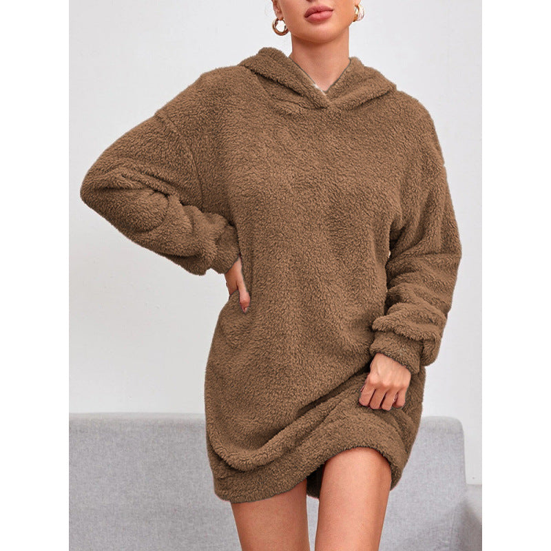 Damen Kuscheliger Oversize-Hoodiekleid aus weichem Fleece Drune