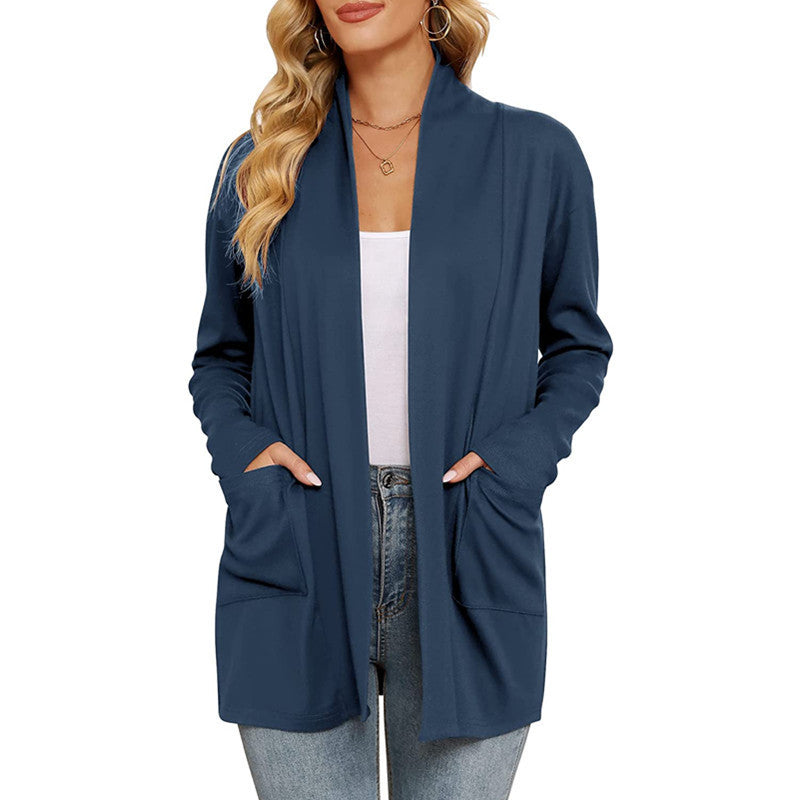 Damen lässiger Longcardigan mit Taschen Drune