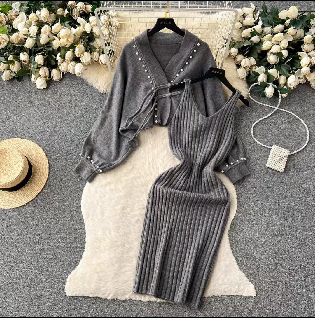 Damen Elegantes Strickset mit Rib-Design Drune