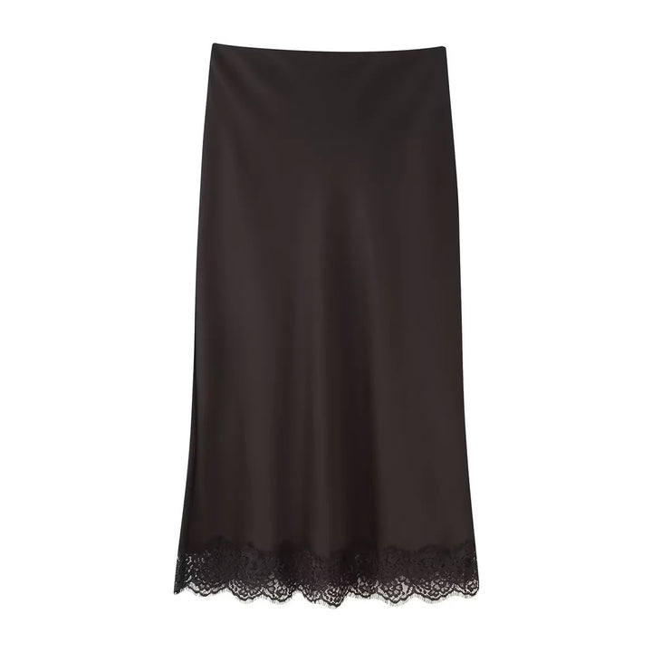 Damen elegante Satin-Hosen mit Spitzenakzenten Drune