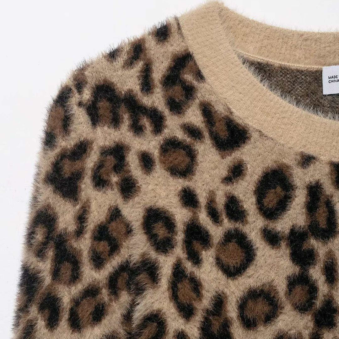 Damen kuscheliger Pullover im Leopardenlook Drune