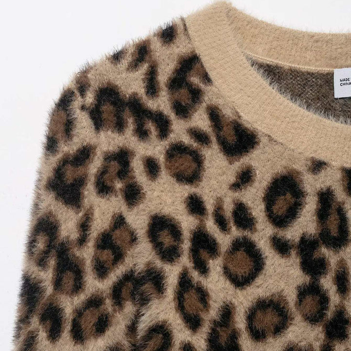 Damen kuscheliger Pullover im Leopardenlook Drune