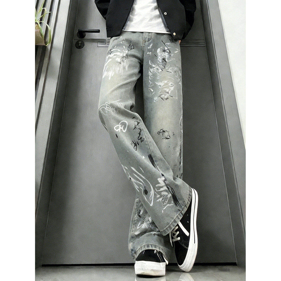 Damen Modische Graffiti Jeans Drune