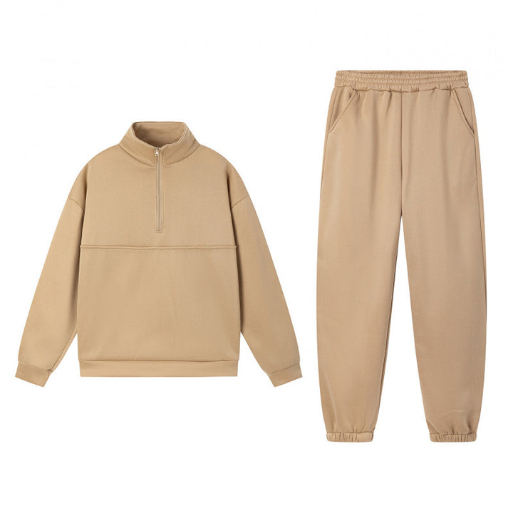 Damen Sportliches Sweatshirt-Set mit hohem Kragen und elastischen Bündchen Drune