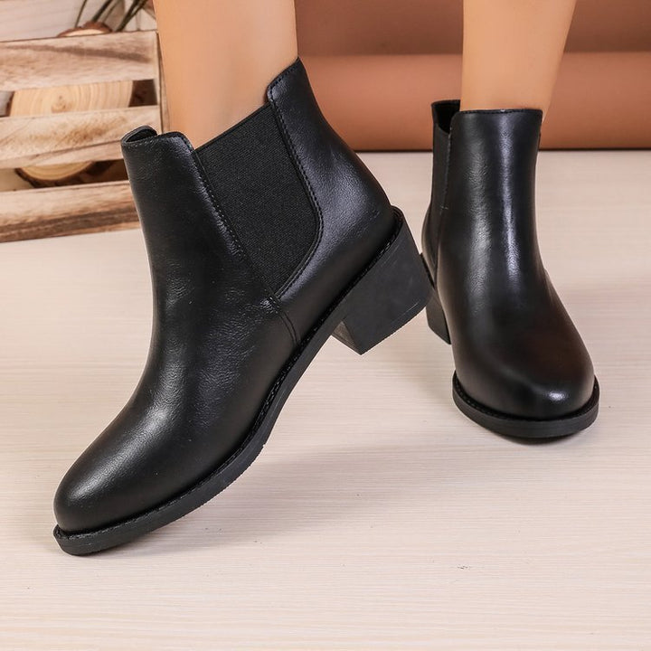 Damen Chelsea-Stiefeletten aus veganem Leder mit elastischen Seiteneinsätzen Drune