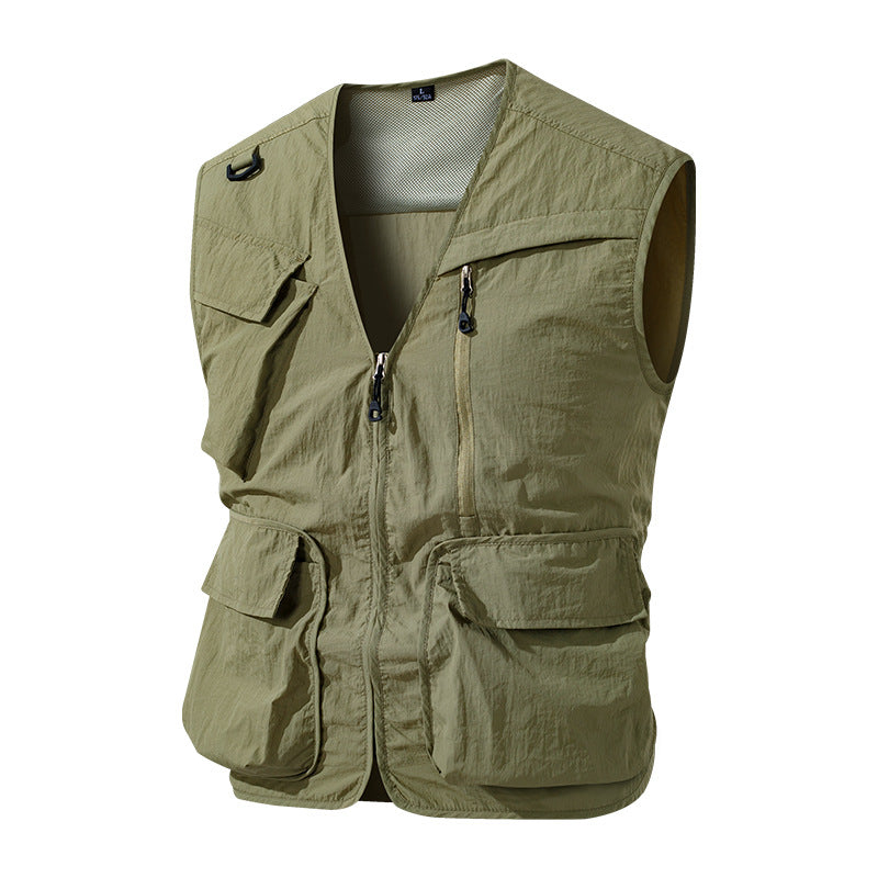 Herren Multifunktionale Outdoor-Utility‑Weste mit Mesh‑Innenfutter und zahlreichen Taschen Drune
