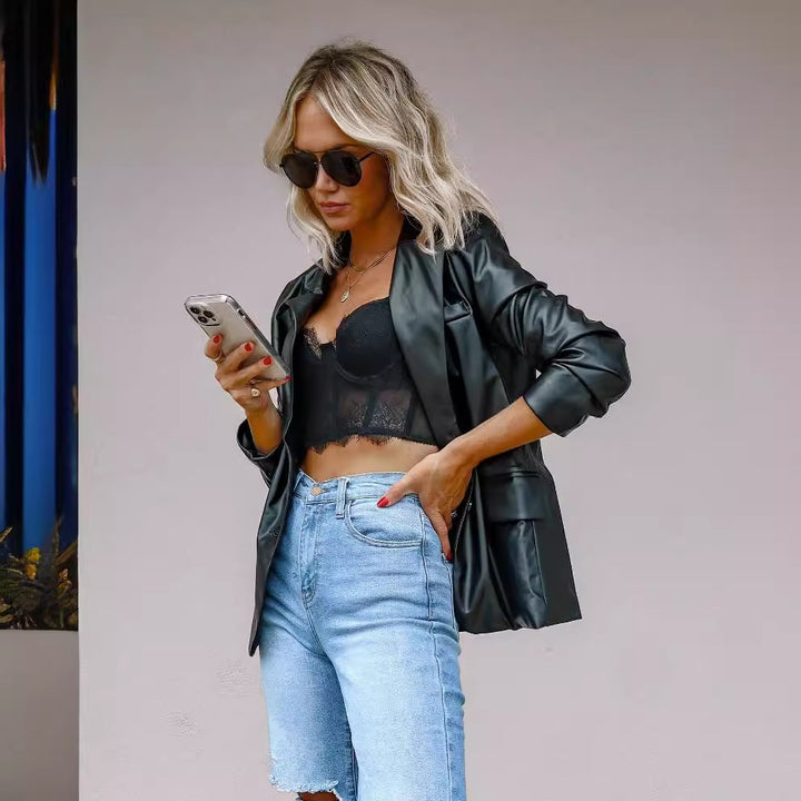 Damen lässige Hochtaillierte Schlagjeans mit Destroyed-Details Drune