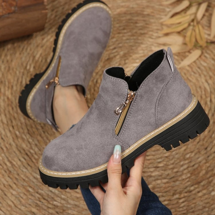 Damen Kurzschaft‑Stiefelette mit grober Profilsohle und seitlichem Reißverschluss Drune