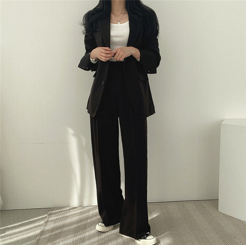 Damen Oversized Blazer mit zwei Knöpfen Drune