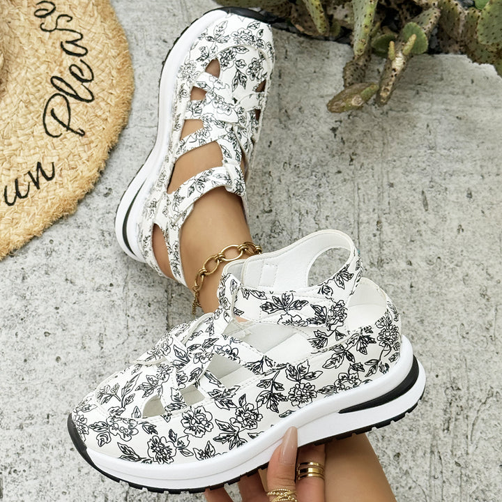 Damen Plateau‑Sneaker‑Sandale mit geschlossener Kappe und Klettverschluss Drune