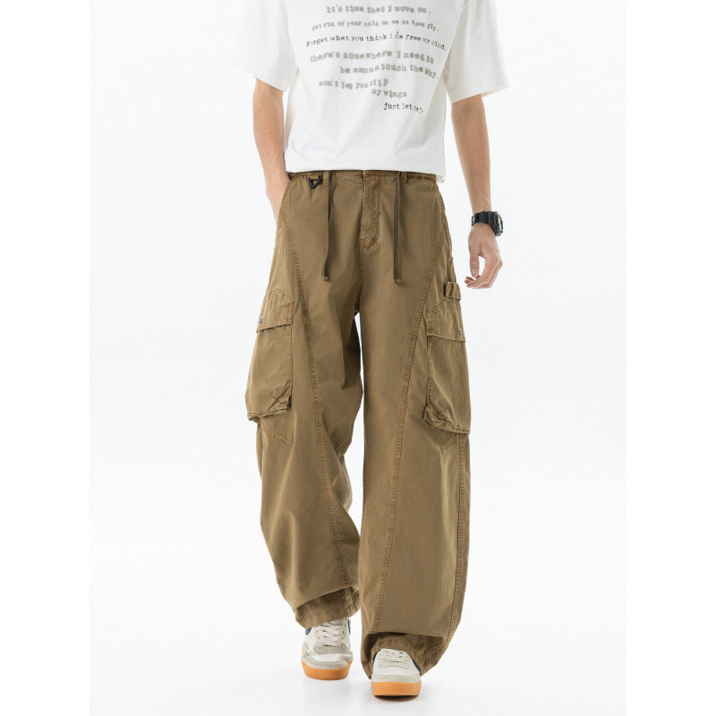 Herren weite Cargo-Hose im Baggy‑Schnitt mit Utility‑Taschen und Kordelbund Drune