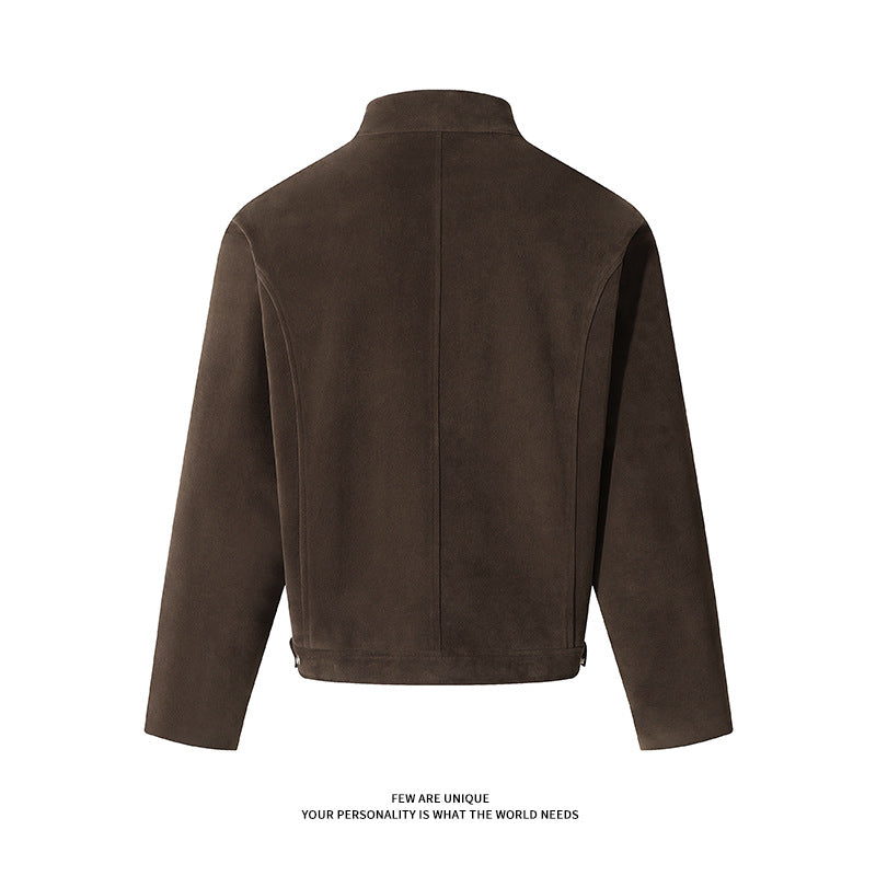 Herren Freizeitjacke aus weichem Kunstleder mit praktischem Kragen und Reißverschluss Drune