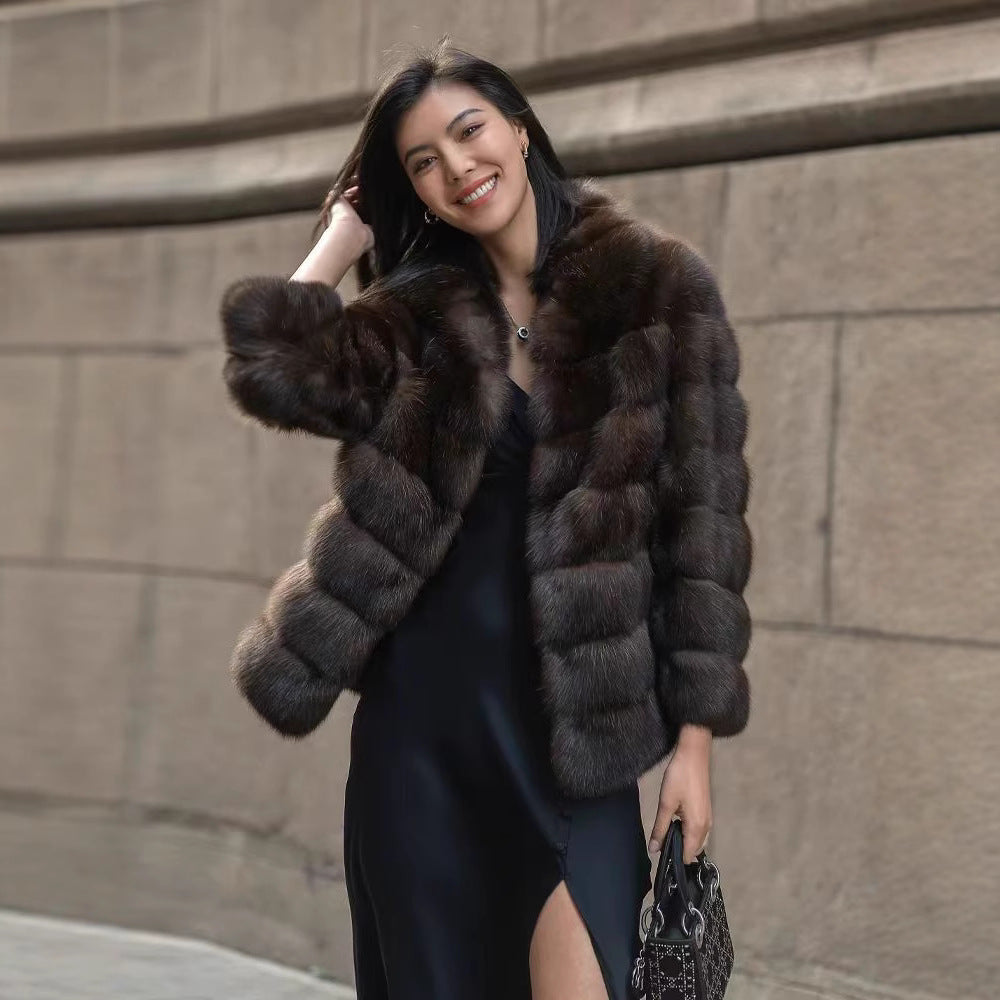 Damen luxuriöse Kuschelfelljacke im modischen Design Drune