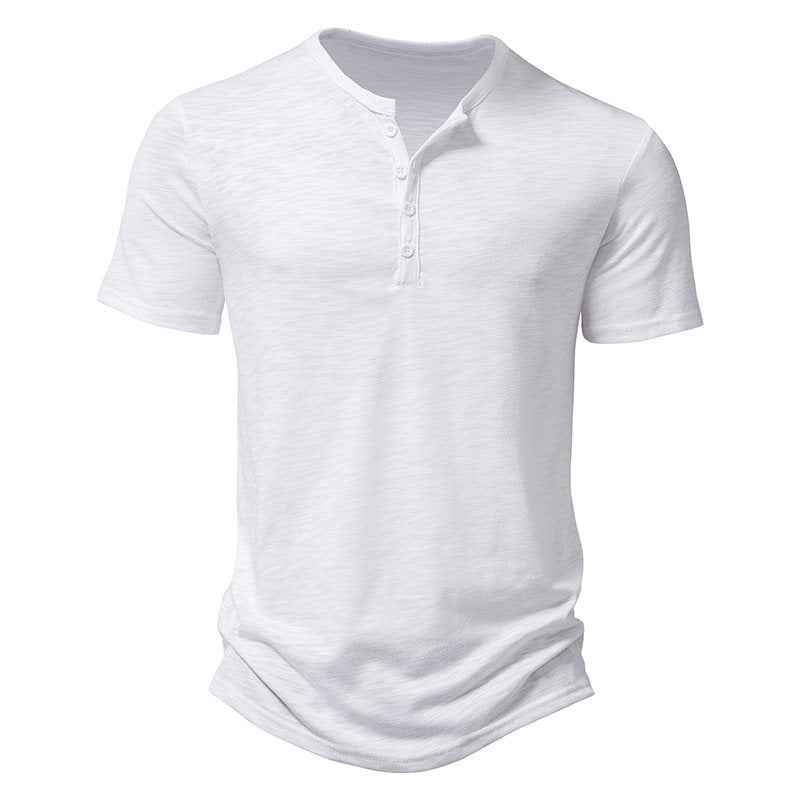 Herren Kurzarm-Henley-Shirt mit klassischem Knopfdesign Drune