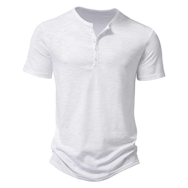 Herren Kurzarm-Henley-Shirt mit klassischem Knopfdesign Drune