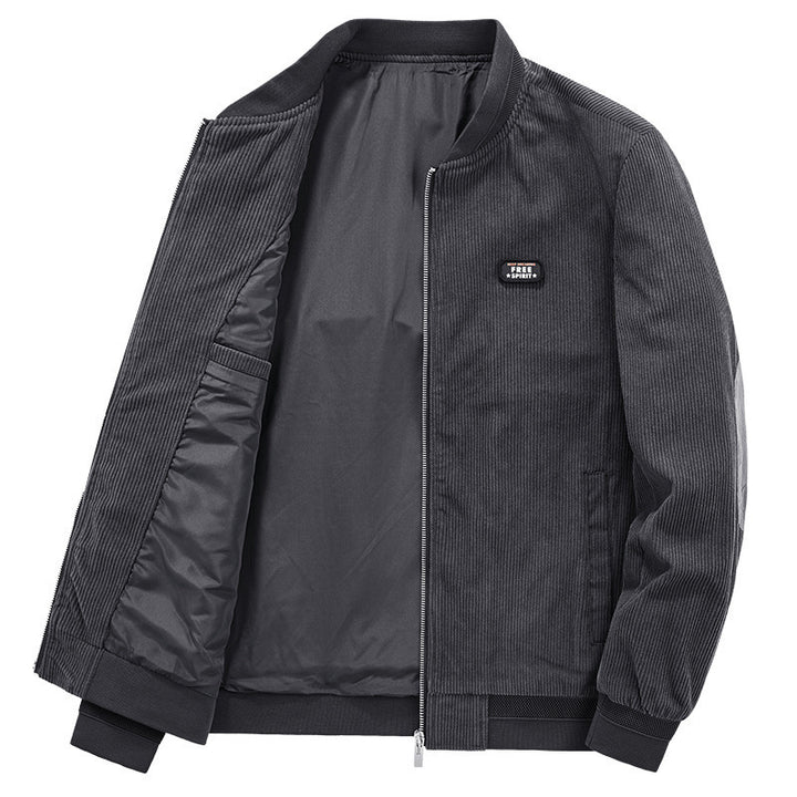 Herren Leichter Cordblouson mit wattiertem Innenfutter, Rippbündchen und Logo-Patch Drune