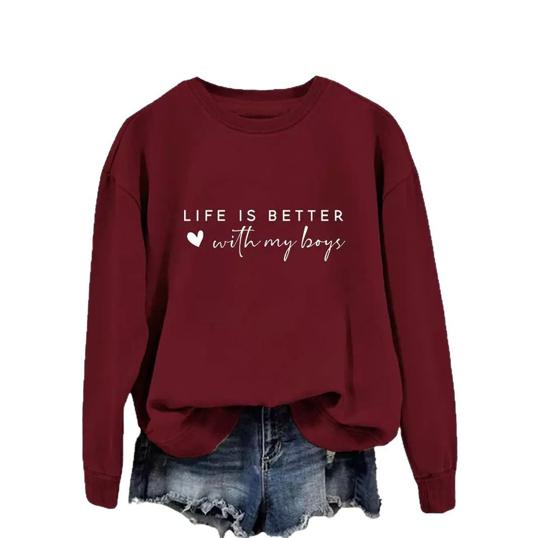Damen gemütlicher Rundhals-Sweater mit inspirierendem Aufdruck Drune